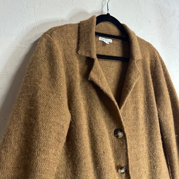 J. Crew Mercantile Long Brown Lambs Wool Button-Front Cardigan Coat Womens Mediu - Picture 6 of 9